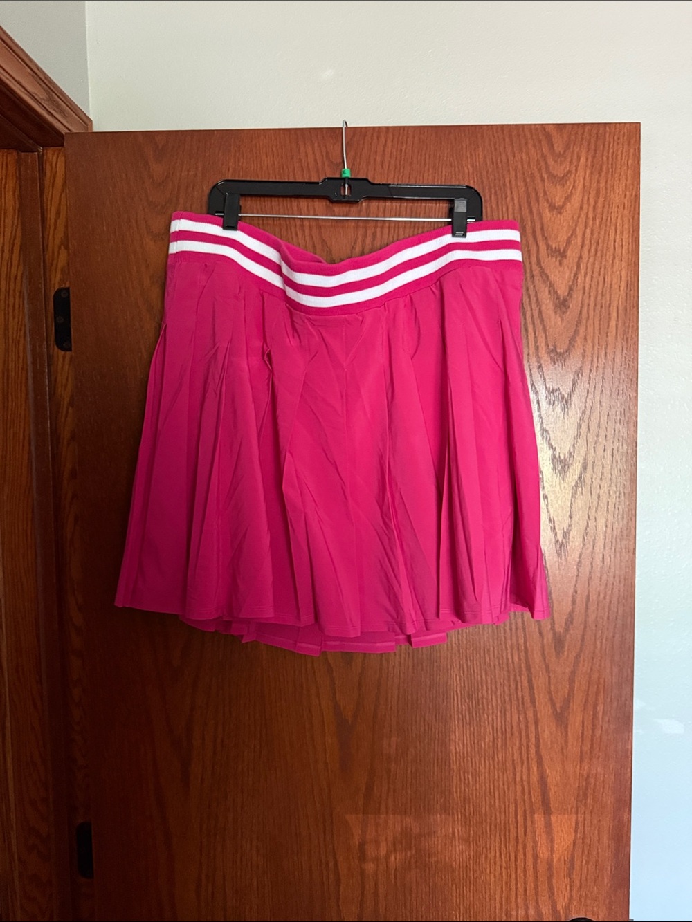 Hot Pink Pleated Athletic Skort with Striped Waistband